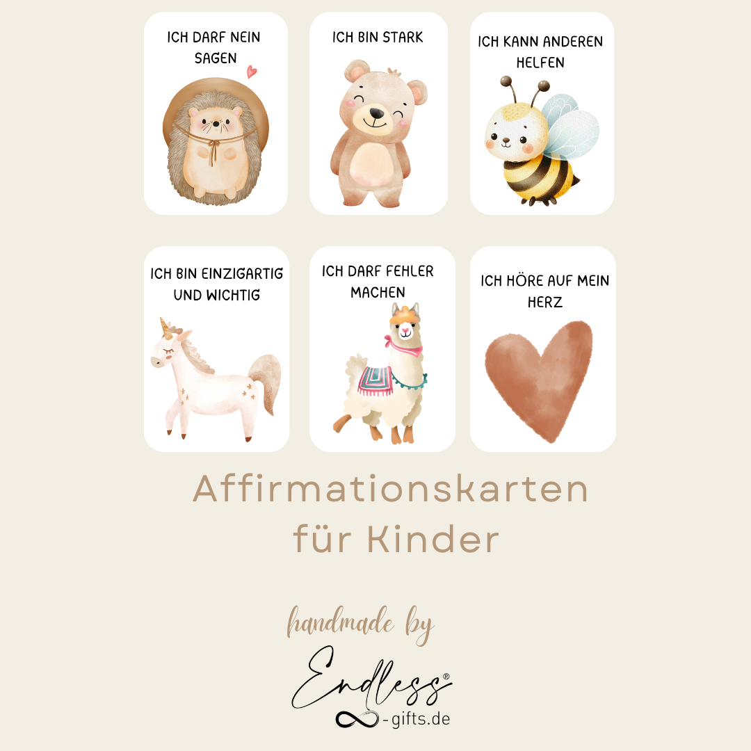 Affirmationskarten Tiere für Kinder - Endlessgifts