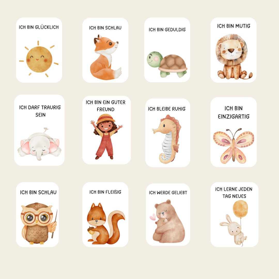 Affirmationskarten Tiere für Kinder - Endlessgifts