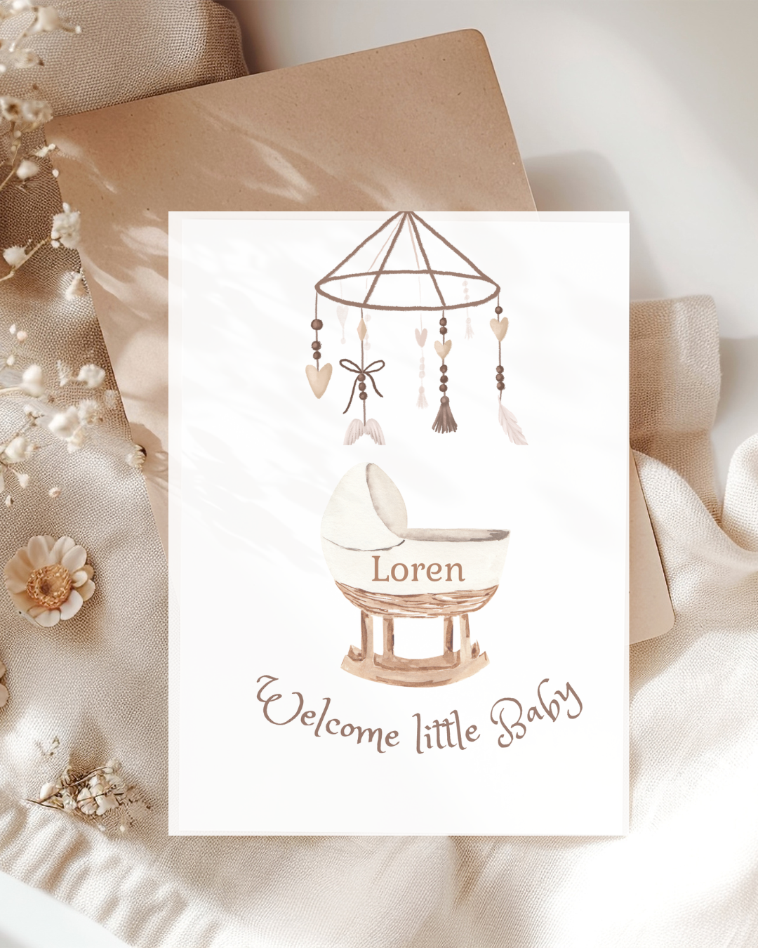 Postkarte Welcome Baby Boho - Endlessgifts