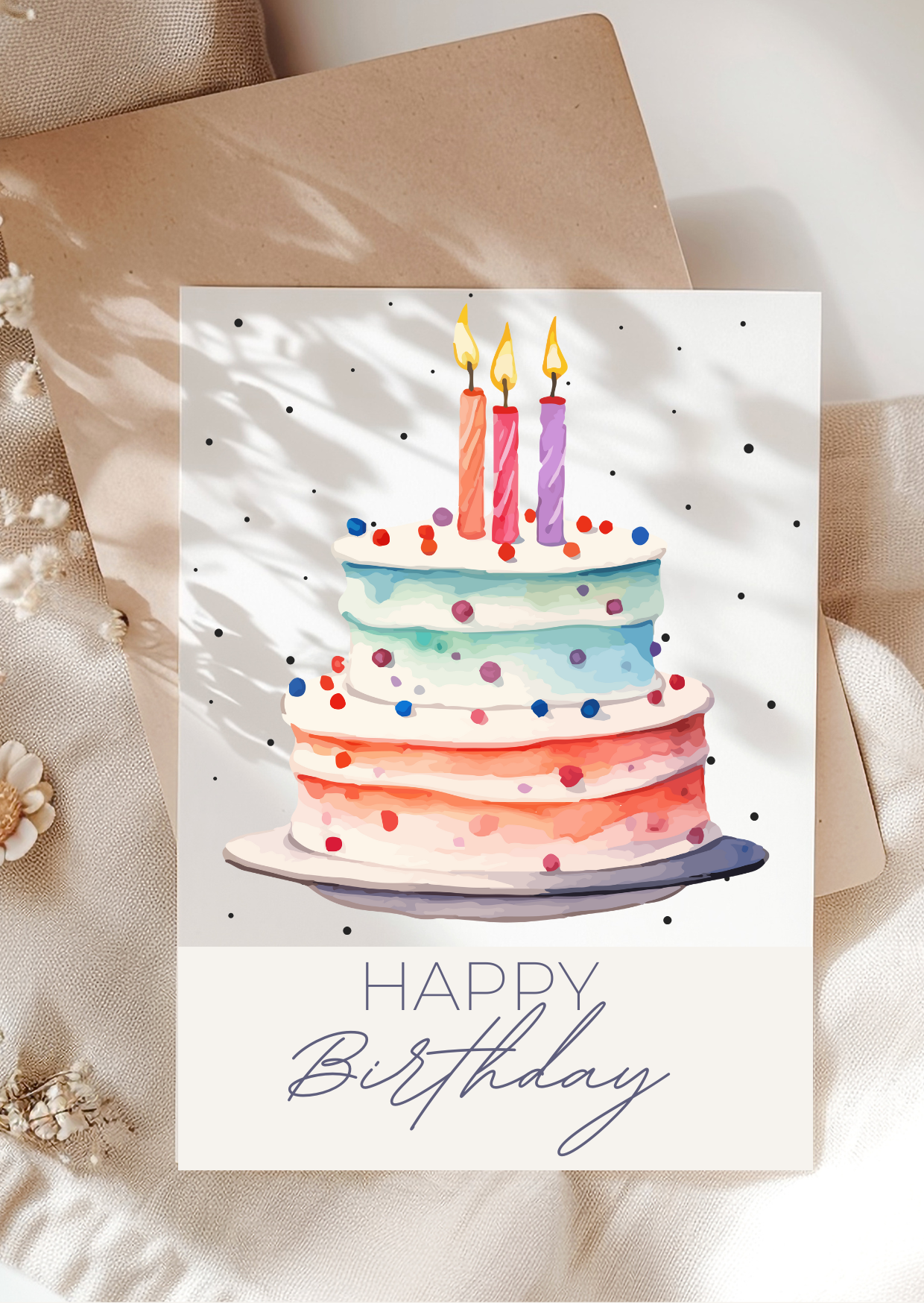 Postkarte Geburtsta Torte